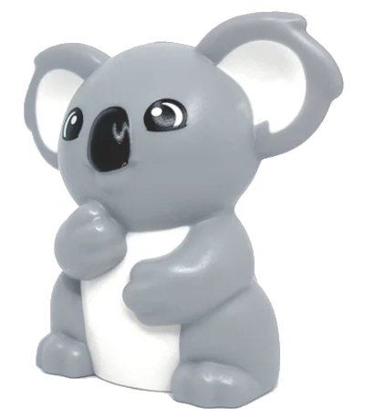LEGO onderdeel Duplo Koala with White Stomach and Ears and Black Nose and Eyes Pattern (bb1286pb01)