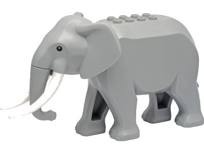 LEGO onderdeel Elephant Type 2 with Long White Tusks (elephant2c01)