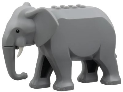 LEGO onderdeel Elephant Type 2 with Short White Tusks (elephant2c02)