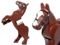 LEGO part Horse, Movable Legs with Black Eyes and Bridle, Long White Blaze Pattern 10352c01pb01