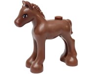 LEGO part Horse, Friends, Foal with Black, White, and Reddish Brown Eyes with 3 Eyelashes Pattern 11241pb04