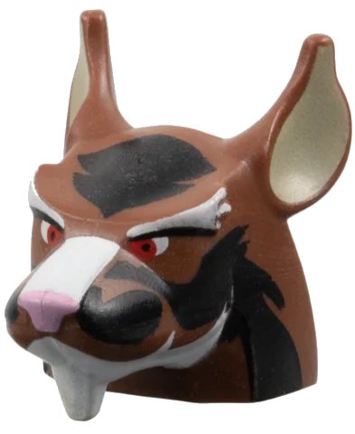 LEGO onderdeel Minifigure, Head, Modified Rat with Red Eyes, White Nose  and White Goatee Pattern (12611pb01)