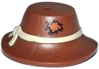 LEGO onderdeel Minifigure, Headgear Hat, Wide Floppy Brim with Knotted Tan Band and Patch Pattern (13788pb01)