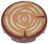 LEGO part Tile, Round 2 x 2 with Bottom Stud Holder with Tree Stump / Wood Grain Pattern 14769pb196