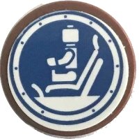 LEGO part Fliese, Rund 2 x 2 mit Stifthalter unten mit Weiß Minifigur auf Sitz in Blau Jurassic World Gyrosfera Muster (Aufkleber) - Set 75941 14769pb639
