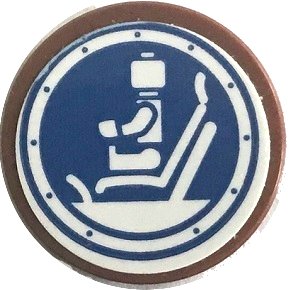 LEGO onderdeel Tegel, Rond 2 x 2 met Onderkant Noppen Houder met Wit Minifiguur op Stoel in Blauw Jurassic World Gyrosphere Patroon (Sticker) - Set 75941 (14769pb639)