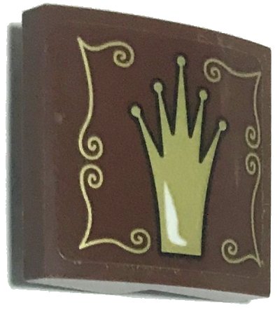 LEGO part Slope, Curved 2 x 2 x 2/3 with Gold Crown and Scrollwork Pattern Model Left Side (Sticker) - Set 75826 (15068pb507L)