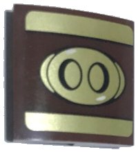 LEGO part Slope, Curved 2 x 2 x 2/3 with Gold Stripes and Pig Snout with Black Nostrils and White Highlights Pattern Model Right Side (Sticker) - Set 75826 15068pb510R