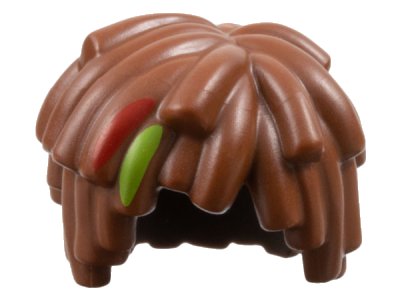 LEGO part Minifigure, Hair Short Layered Mop Top with Lime and Red Streaks Pattern (2003pb02)