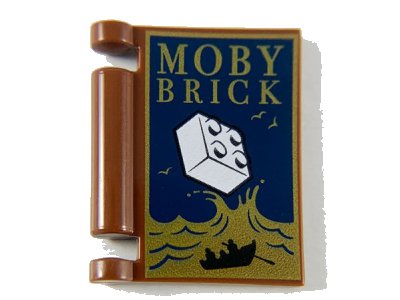 LEGO onderdeel Minifigure, Utensil Book Cover with Gold Ocean and 'MOBY BRICK', White Brick, Black Rowboat Pattern (24093pb026)