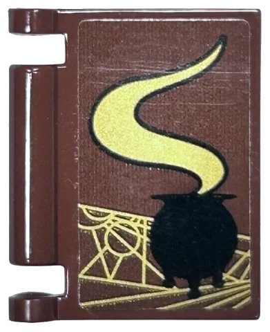 LEGO onderdeel Minifigure, Utensil Book Cover with Black Cauldron, Gold Smoke and Lines Pattern (Sticker) - Set 75969 (24093pb041)
