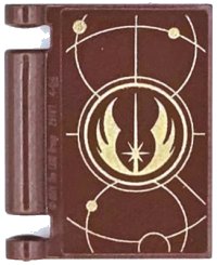 LEGO onderdeel Minifigure, Utensil Book Cover with Gold Circles, Curved Lines, Dots, and SW Jedi Order Insignia Pattern 24093pb068