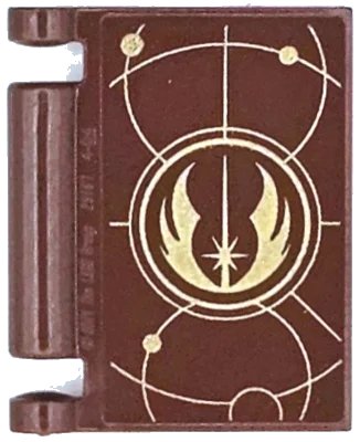 LEGO onderdeel Minifigure, Utensil Book Cover with Gold Circles, Curved Lines, Dots, and SW Jedi Order Insignia Pattern (24093pb068)