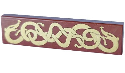 LEGO onderdeel Tile 1 x 4 with Gold Viking Snakes Pattern (2431pb0043)