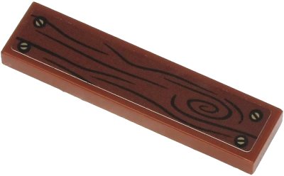 LEGO onderdeel Tile 1 x 4 with Wood Grain and 4 Screws on Reddish Brown Background Pattern (Sticker) - Set 71705 (2431pb0633)