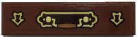 LEGO part Tile 1 x 4 with Ornate Handle on Gold and Dark Brown Plate, Arrows Pattern (Sticker) - Set 70425 2431pb0715