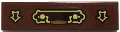 LEGO onderdeel Tile 1 x 4 with Ornate Handle on Gold and Dark Brown Plate, Arrows Pattern (Sticker) - Set 70425 (2431pb0715)