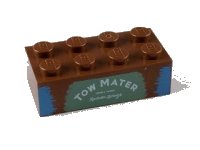 LEGO part Stein 2 x 4 con Patrón 'TOW MATER' sobre Fondo Verde Arena 3001pb081