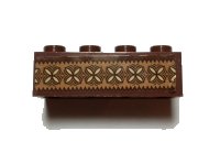 LEGO onderdeel Brick 2 x 4 with Reddish Brown, Tan and Nougat Polynesian Design Pattern (Sticker) - Set 41150 3001pb152