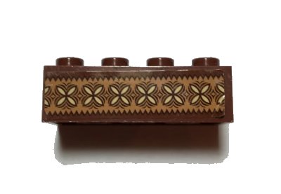 LEGO onderdeel Brick 2 x 4 with Reddish Brown, Tan and Nougat Polynesian Design Pattern (Sticker) - Set 41150 (3001pb152)