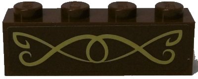 LEGO onderdeel Brick 1 x 4 with Gold Scrollwork Pattern (Sticker) - Set 41174 (3010pb283)