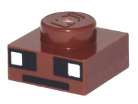 LEGO part Plate 1 x 1 with White and Black Squares and Black Line Pattern (Minecraft Bat Eyes and Mouth) 3024pb009