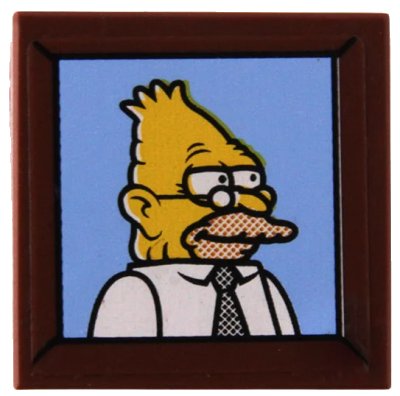 LEGO onderdeel Tile 2 x 2 with Abe Simpson / Grampa Simpson / Grandpa Simpson Portrait Pattern (Sticker) - Set 71006 (3068pb0955)