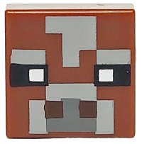 LEGO onderdeel Tile 1 x 1 with Black, White and Dark Brown Squares and Pixelated Dark Bluish Gray and Light Bluish Gray Pattern (Minecraft Micromob Cow Face) 3070pb364