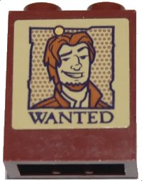 LEGO part Brick 1 x 2 x 2 with Inside Stud Holder with Tan Poster with Smiling Man Flynn Rider with Normal Nose and 'WANTED' Pattern (Sticker) - Set 43187 3245cpb200