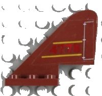 LEGO onderdeel Tail with Rounded Top, Yellow Lines, Red '4778' and White Flap Pattern on Both Sides Pattern (Stickers) - Set 4778 3587pb07