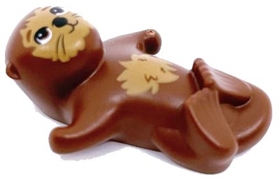 LEGO onderdeel Sea Otter, Friends, Lying on Back with Black Nose and Medium Nougat Fur Pattern (3592pb01)