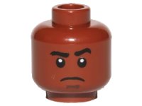 LEGO part Minifigure, Head Black Eyebrows, White Pupils, Dark Tan Chin Dimple, Sad Pattern 3626pb1429