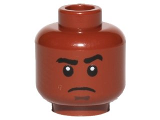 LEGO onderdeel Minifigure, Head Black Eyebrows, White Pupils, Dark Tan Chin Dimple, Sad Pattern (3626pb1429)