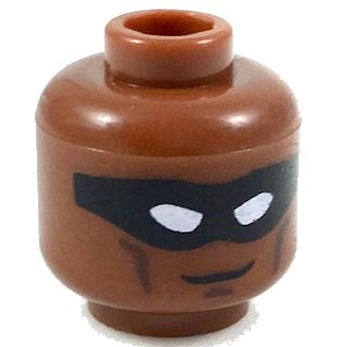 LEGO onderdeel Minifigure, Head Black Eye Mask with White Eye Holes, Dark Brown Cheek Lines Pattern (3626pb1992)