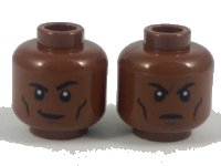 LEGO onderdeel Minifigure, Head Dual Sided Black Eyebrows and Cheek Lines, Smirk with Raised Eyebrow / Firm Expression Pattern 3626pb2046