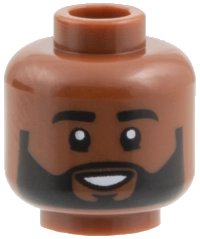 LEGO part Minifigure, Head Black Eyebrows and Beard, Open Mouth Smile Pattern - Hollow Stud 3626pb2907