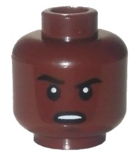 LEGO part Minifigure, Head Black Eyebrows, Raised Right Eyebrow, Scowl with Open Mouth and Teeth Pattern - Hollow Stud 3626pb2925