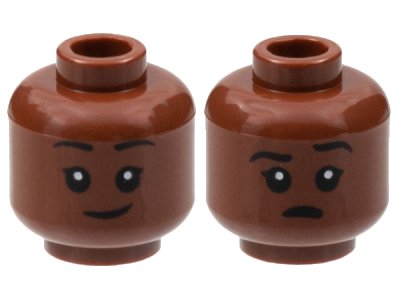 LEGO part Minifigure, Head Dual Sided Child Black Eyebrows, Smirk / Open Mouth with Left Eyebrow Raised Pattern - Hollow Stud (3626pb2996)