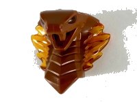 LEGO part Minifigure, Head, Modified Snake, Cobra with Open Mouth with Molded Trans-Orange Eyes, Tongue, and Flames on Open Hood Pattern 41201pb01