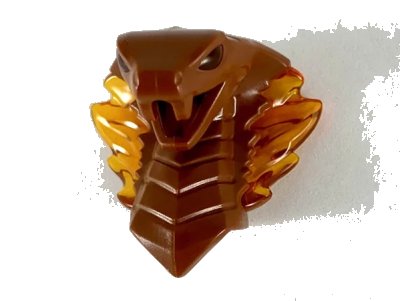 LEGO onderdeel Minifigure, Head, Modified Snake, Cobra with Open Mouth with Molded Trans-Orange Eyes, Tongue, and Flames on Open Hood Pattern (41201pb01)