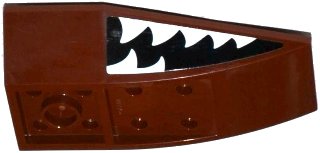 LEGO onderdeel Wedge 6 x 4 Triple Inverted Curved with Mouth with White Pointed Teeth Pattern on Both Sides (Stickers) - Set 70601 (43713pb03)