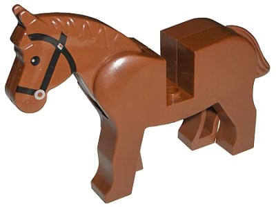 LEGO onderdeel Horse with Black Eyes, Silver Pupils and Black Bridle Pattern (4493c01pb05)