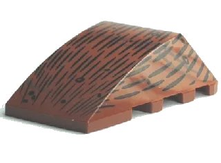 LEGO onderdeel Wedge 4 x 4 Triple Curved No Studs with Black Lines Pattern (Spider Abdomen) (47753pb017)