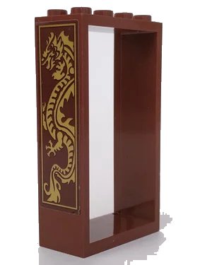 LEGO onderdeel Door, Frame 2 x 4 x 6 with Gold Dragon Pattern Model Right Side (Sticker) - Set 70617 (60599pb01R)