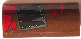 LEGO part Slope, Curved 1 x 4 x 1 1/3 with Mud Splotches and Black and Silver Squared Patch Pattern (Sticker) - Set 70907 (6191pb018L)