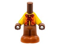 LEGO onderdeel Micro Doll, Body with Molded Bright Light Orange Top and Dark Orange Pants and Printed Orange Vest Open with Red Buttons, Neckerchief with Slide Pattern bb1357pb009