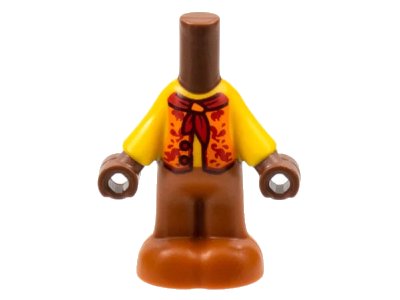 LEGO onderdeel Micro Doll, Body with Molded Bright Light Orange Top and Dark Orange Pants and Printed Orange Vest Open with Red Buttons, Neckerchief with Slide Pattern (bb1357pb009)