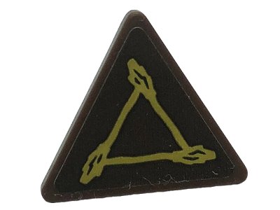 LEGO onderdeel Road Sign 2 x 2 Triangle with Open O Clip with Triangle Symbol and Brooms Pattern (Sticker) - Set 76388 (65676pb003)