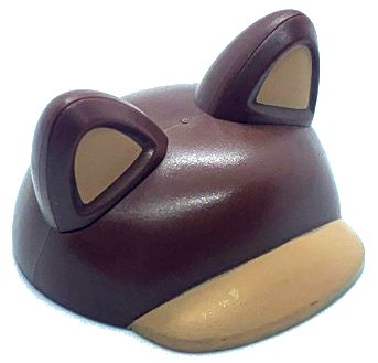 LEGO onderdeel Large Figure Headgear, Super Mario Cap with Ears with Nougat Bill and Auricles Pattern (Tanooki Mario) (68626pb02)