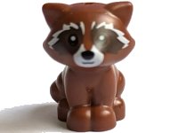 LEGO onderdeel Raccoon, Friends with White Muzzle, Black Nose, Dark Brown Markings on Face Pattern 77110pb02
